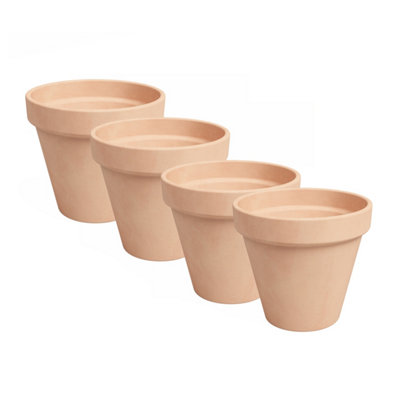 APTA Verona 13cm Pots (Set of 4) - Antique Rustic Aged Look Indoor & Outdoor Decor