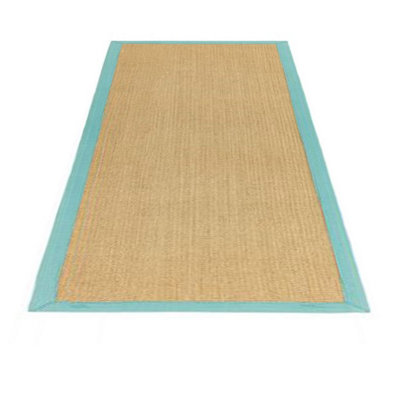 Aqua Bordered Plain Modern Easy to clean Rug for Dining Room Bed Room and Living Room-200cm X 300cm