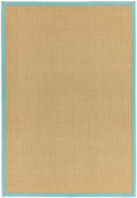 Aqua Bordered Plain Modern Easy to clean Rug for Dining Room Bed Room and Living Room-200cm X 300cm