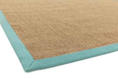 Aqua Bordered Plain Modern Easy to clean Rug for Dining Room Bed Room and Living Room-68 X 300cmcm (Runner)