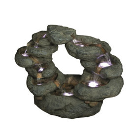 Aqua Creations 10 Fall Oval Rock Mains Plugin Powered Water Feature with Protective Cover