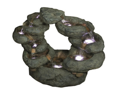 Aqua Creations 10 Fall Oval Rock Mains Plugin Powered Water Feature with Protective Cover