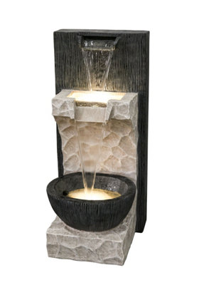 Aqua Creations 2 Fall Cascade Mains Plugin Powered Water Feature with Protective Cover