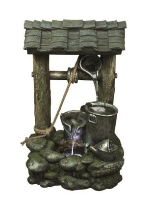 Aqua Creations 3 Bucket Wishing Well Mains Plugin Powered Water Feature with Protective Cover