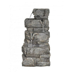 Aqua Creations 3 Drop Rockface Mains Plugin Powered Water Feature with Protective Cover