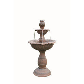 Aqua Creations 3 Tier Rust Fountain Mains Plugin Powered Water Feature with Protective Cover