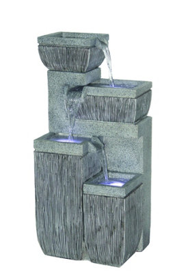 Aqua Creations 4 Bowl Textured Granite Mains Plugin Powered Water Feature