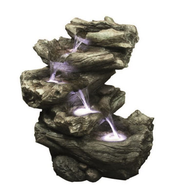 Aqua Creations 4 Fall Driftwood Mains Plugin Powered Water Feature with Protective Cover