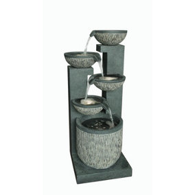 Aqua Creations 5 Bowl Textured Granite Mains Plugin Powered Water Feature with Protective Cover