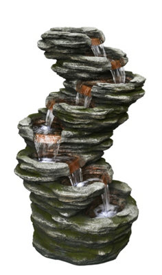 Aqua Creations 7 Fall Slate Solar Water Feature with Protective Cover