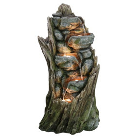 Aqua Creations Albany Rock & Wood Falls Mains Plugin Powered Water Feature with Protective Cover