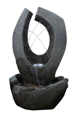 Aqua Creations Arbela Carved Rock Solar Water Feature with Protective Cover