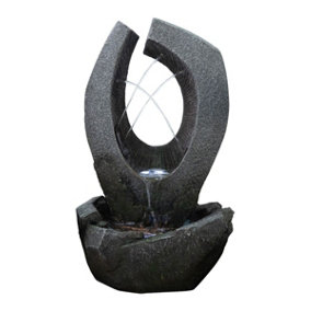 Aqua Creations Arbela Carved Rock Solar Water Feature with Protective Cover