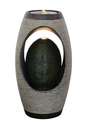 Aqua Creations Arlington Ribbed Oval Mains Plugin Powered Water Feature with Protective Cover