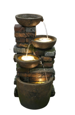 Aqua Creations Braga Pouring Bowls Mains Plugin Powered Water Feature with Protective Cover