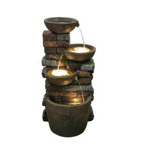 Aqua Creations Braga Pouring Bowls Mains Plugin Powered Water Feature with Protective Cover