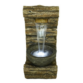 Aqua Creations Burlington Log Falls Mains Plugin Powered Water Feature with Protective Cover