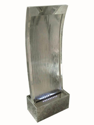 Aqua Creations Cairo Stainless Steel (concave) Mains Plugin Powered Water Feature with Protective Cover