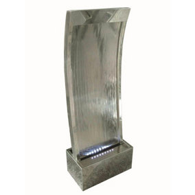 Aqua Creations Cairo Stainless Steel (concave) Mains Plugin Powered Water Feature with Protective Cover