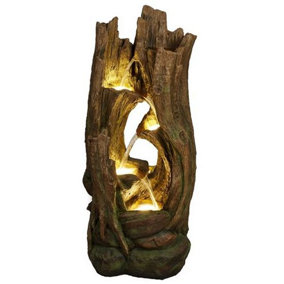 Aqua Creations Cannock Tree Trunk Mains Plugin Powered Water Feature with Protective Cover