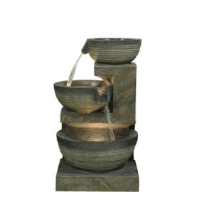 Aqua Creations Canterbury Pouring Bowls Mains Plugin Powered Water Feature with Protective Cover