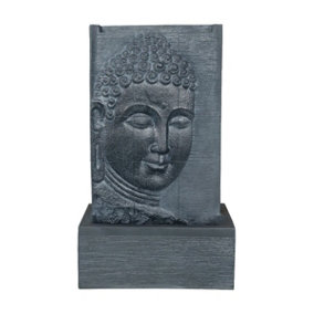 Aqua Creations Charcoal Buddha Wall Solar Water Feature with Protective Cover