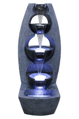 Aqua Creations Chester Stacked Bowls Mains Plugin Powered Water Feature with Protective Cover