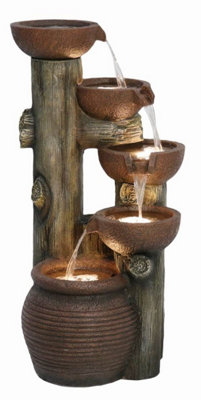 Aqua Creations Clarissa Pouring Bowls Mains Plugin Powered Water Feature with Protective Cover