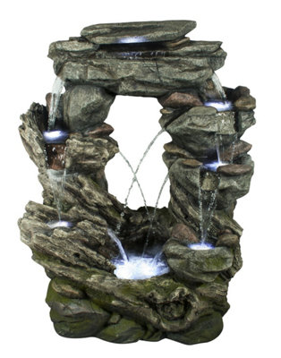Aqua Creations Connecticut Rock Falls Mains Plugin Powered Water Feature with Protective Cover