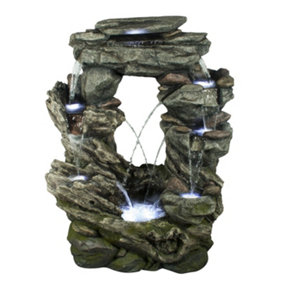 Aqua Creations Connecticut Rock Falls Solar Water Feature with Protective Cover