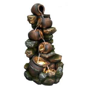 Aqua Creations Dakota Pouring Pots Mains Plugin Powered Water Feature with Protective Cover