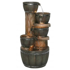 Aqua Creations Dilworth Wooden Barrels Solar Water Feature with Protective Cover