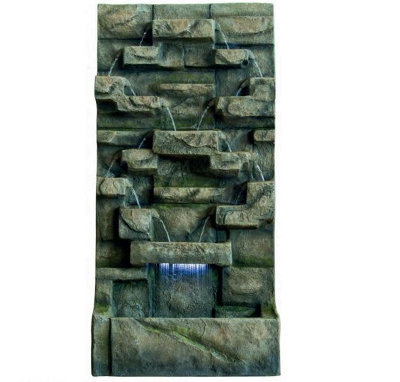 Aqua Creations Extra Large Brown Water Wall Mains Plugin Powered Water Feature with Protective Cover
