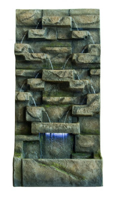 Aqua Creations Extra Large Grey Water Wall Mains Plugin Powered Water Feature with Protective Cover