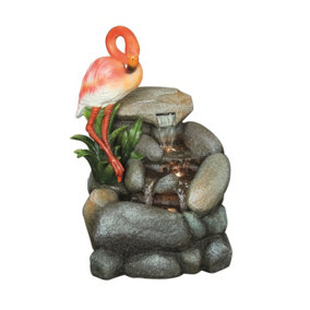 Aqua Creations Flamingo on Rock Solar Water Feature with Protective Cover