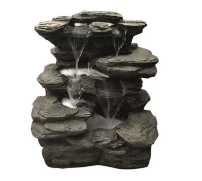 Aqua Creations Flowing Springs Slate Falls Mains Plugin Powered Water Feature with Protective Cover