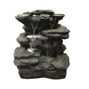 Aqua Creations Flowing Springs Slate Falls Mains Plugin Powered Water Feature with Protective Cover