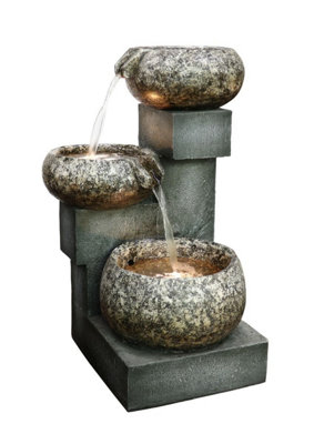 Aqua Creations Grasmere Pouring Bowls Mains Plugin Powered Water Feature with Protective Cover