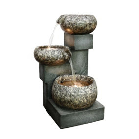Aqua Creations Grasmere Pouring Bowls Solar Water Feature with Protective Cover