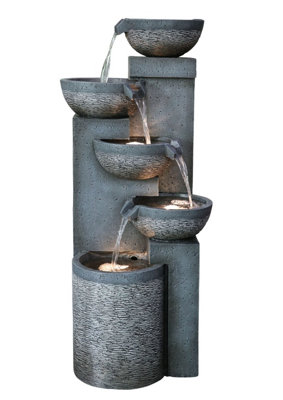 Aqua Creations Greenville Pouring Bowls Mains Plugin Powered Water Feature with Protective Cover