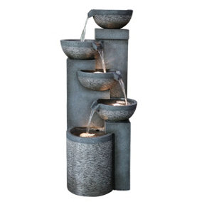 Aqua Creations Greenville Pouring Bowls Mains Plugin Powered Water Feature with Protective Cover