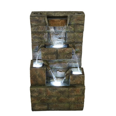 Aqua Creations Greenwich Pouring Wall Mains Plugin Powered Water Feature with Protective Cover