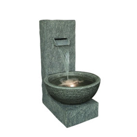 Aqua Creations Grey Wall Cascade Solar Water Feature with Protective Cover