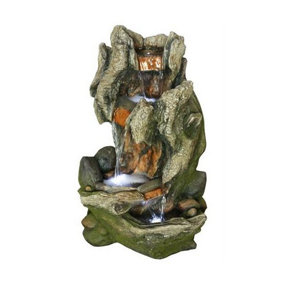 Aqua Creations Hertsmere Wooden Falls Mains Plugin Powered Water Feature with Protective Cover