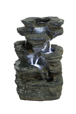 Aqua Creations Indiana Slate Falls Solar Water Feature with Protective Cover