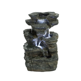 Aqua Creations Indiana Slate Falls Solar Water Feature with Protective Cover