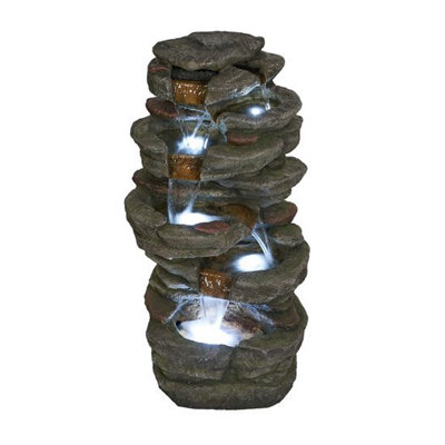 Aqua Creations Kettering Rock Falls Mains Plugin Powered Water Feature with Protective Cover