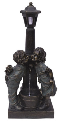 Aqua Creations Kissing Boy & Girl at Lamp Mains Plugin Powered Water Feature with Protective Cover