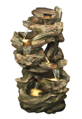 Aqua Creations Large 6 Fall Woodland Mains Plugin Powered Water Feature with Protective Cover