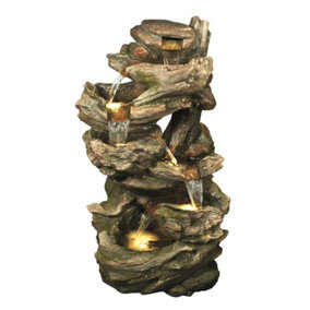 Aqua Creations Large 6 Fall Woodland Solar Water Feature with Protective Cover